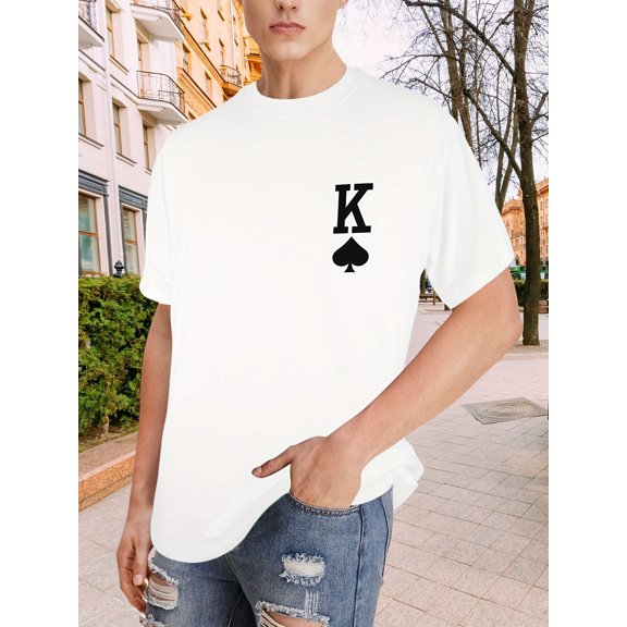 Men's Novelty Graphic Tees Shirt Boys Cotton Oversized T-Shirt Short Sleeve Vintage Y2k Streetwear Casual Tee Top White C XXL