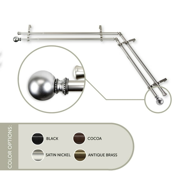 Contemporary Home Living 177" Silver Adjustable Double Corner Window Curtain Rod