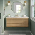 thumbnail image 2 of Wall Mount Sink Vanity Cabinet, White Oak, Wood, Mid Century Hotel Bedroom Bathroom, Modern Contemporary HB34070, 2 of 11