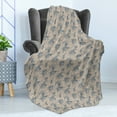thumbnail image 4 of Botanical Soft Flannel Fleece Throw Blanket, Bicolour Continuous Pattern of Orchid Flowers, Cozy Plush for Indoor and Outdoor Use, 50" x 70", Dark Sky Blue Pale Peach, by Ambesonne, 4 of 5