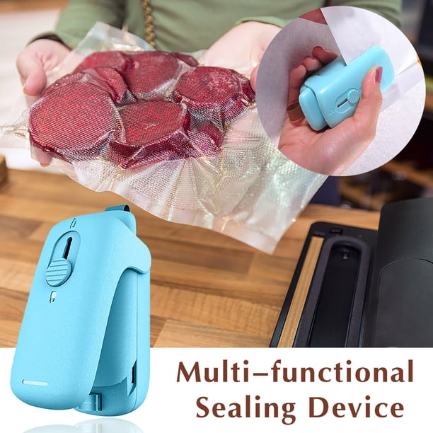 Selladora portátil de sellado rápido para el hogar, para bolsas de alimentos pequeñas, mini selladora manual con tapa deslizante.