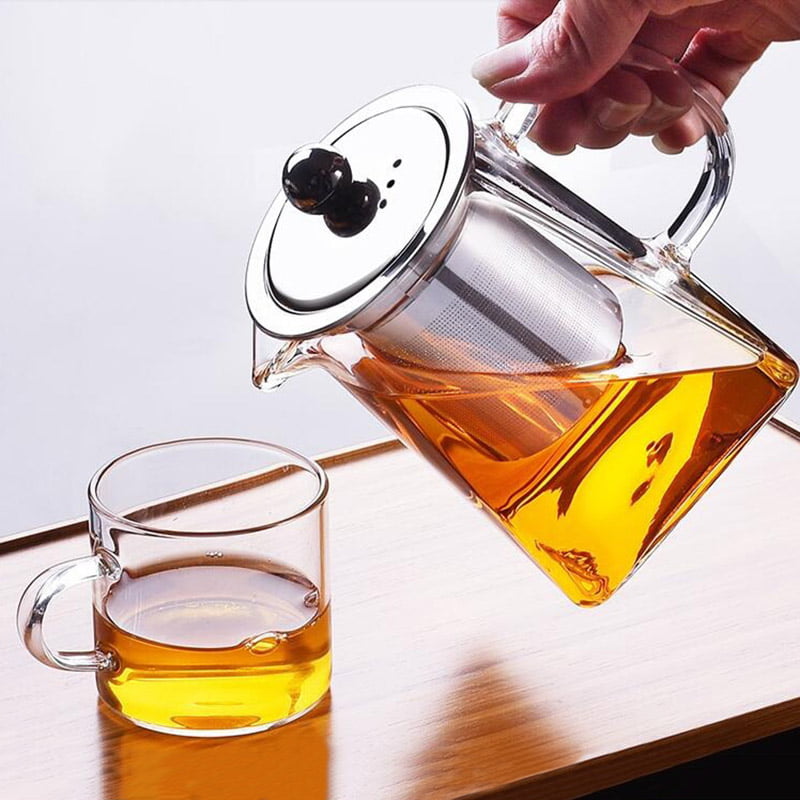 350 ml Heat Resisted Clear Glass Teapot With Stainless Steel Infuser Tea Maker 