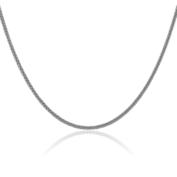 14K Solid White Gold 2.35mm 3 Wire Spiga Wheat Link Chain Necklace