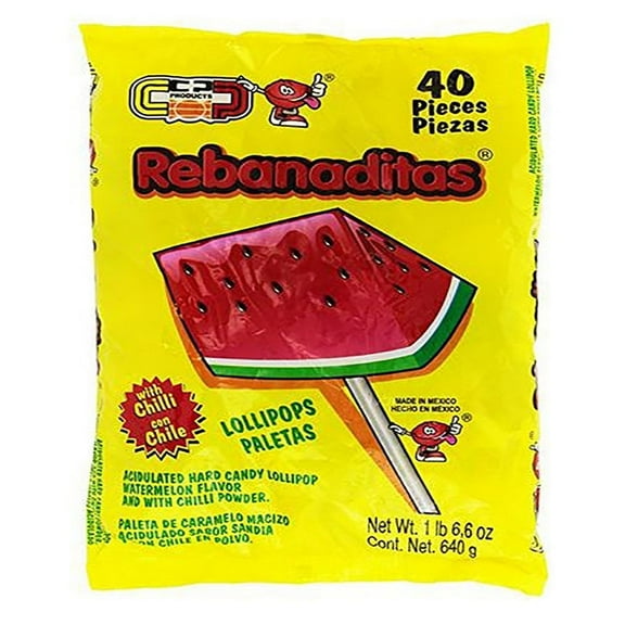 Dulces Vero Vero Rebanadita Paletas Sabor Fresa Con Chile Mexican Hard Candy Chili Pops 40 Pc