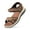 Amber Brown, variant on Wide Womens Sandals Adjustable Ankle Strap Flat Sandals with Arch Support, Brown, 8 Wide