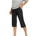 thumbnail image 4 of Fmbrln Capri Jeans for Women Stretchy Waist Solid Cropped Denim Capris with Pockets, 4 of 7
