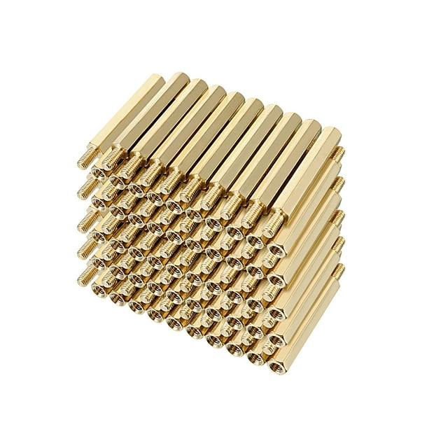 Unique Bargains 100pcs M3 32 + 6mm Femelle Mâle Fil Laiton Hexagonal Entretoise Vis PCB Pilier