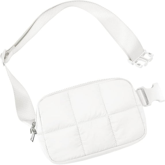 Unisex Mini Belt Bag with Adjustable Strap Small Waist Pouch for Workout Running Travelling Hiking, Grid White