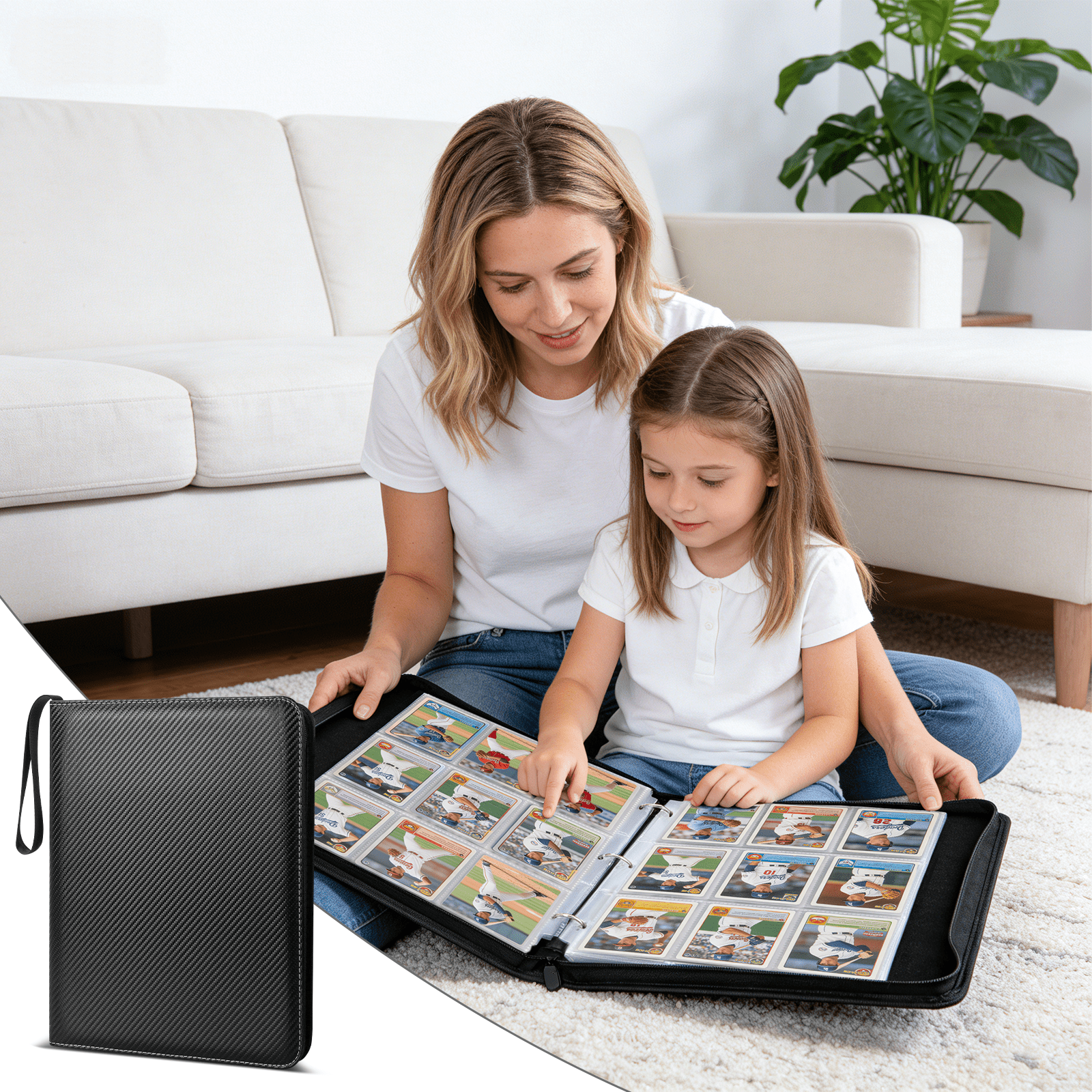 900 Pockets Collectible Trading Card Binder, 50 Double-Sided Pages with 9 Pockets Design, Featuring Zipper Closure and Sturdy Pu Leather Cover for Trading Cards, Tcg, and Game Cards