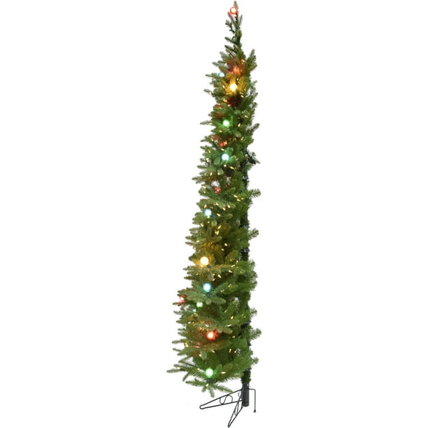 Fraser Hill Farm 7.5-Ft. Green Christmas Half Tree With Warm White Led And Frosted G40 Multicolored Lighting - Walmart.com