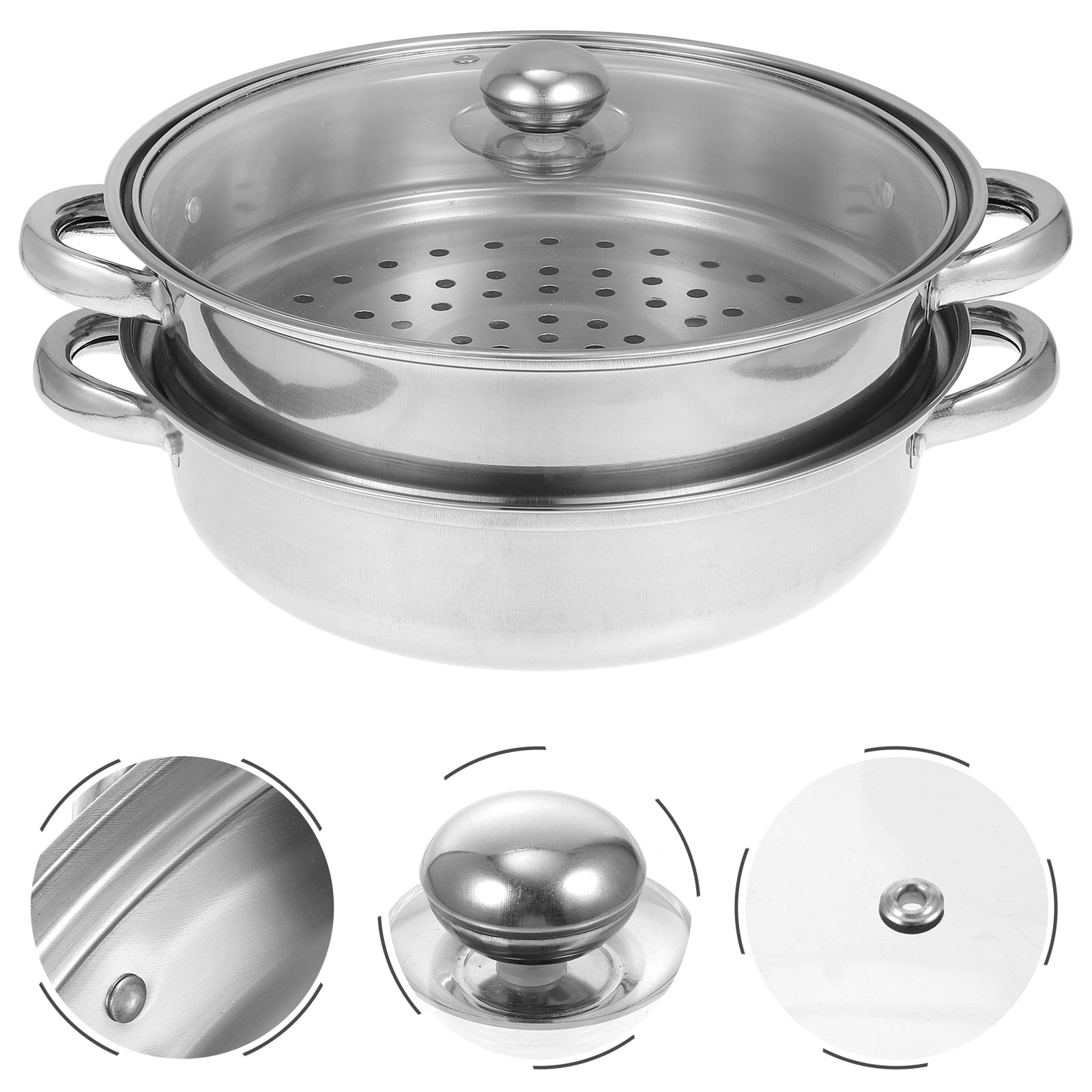 1 Set Double-Layer Food Steamer Food Steaming Tool Stainless Steel Steaming Pot, Size: 33X27.5X16CM