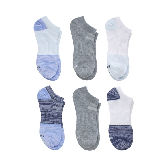 Hanes Women's Lightweight Performance No Show Socks, 6-Pairs Blue 5-9