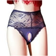thumbnail image 2 of Homenesgenics Underwear for Women Plus Size Clearance under $10 Women's Mid-waist Sexy Lace Open Transparent Panties Briefs Blue L, 2 of 4