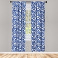 thumbnail image 4 of Ambesonne Floral Window Curtains, Blue Tones Flowers Romance, Each 28" W x 63" L, Blue Azure Blue, 4 of 4