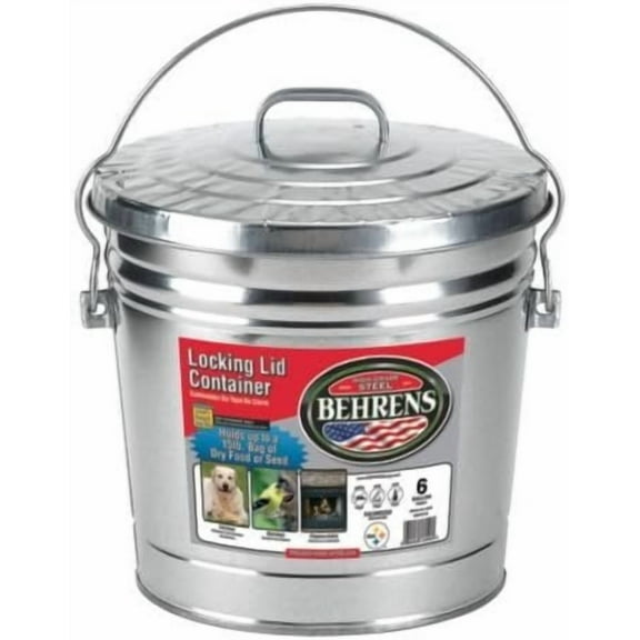 Behrens 6 Gallon Rust-Proof Steel Locking Lid Trash Can6 gal Made in USA
