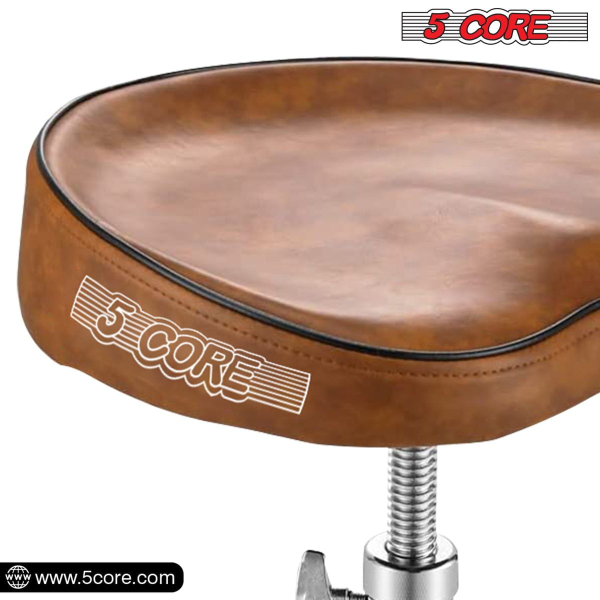 Drum Throne Padded Guitar Stool Adjustable Heavy Duty Saddle Music Chair Seat Universal for Adults & Kids with Anti Slip Rubber Feet  -Brown