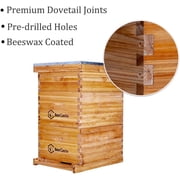 BeeCastle 8 Frame Langstroth Bee Hive Coated with Beeswax Includes Beehive Frames and Waxed Foundations (2 Deep Boxes & 1 Medium Box)