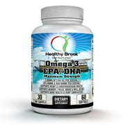 Healthy Brook Omega-3 Fish Oil 2000mg Triple Strength EPA 800mg and DHA 600mg 60 burpless softgels