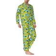 thumbnail image 2 of Sikiie Lemon1 Mens Pajama Set, Soft Warm Long Sleeve Sleepwear, Cozy Button-Down Pjs for Men-X-Large, 2 of 7