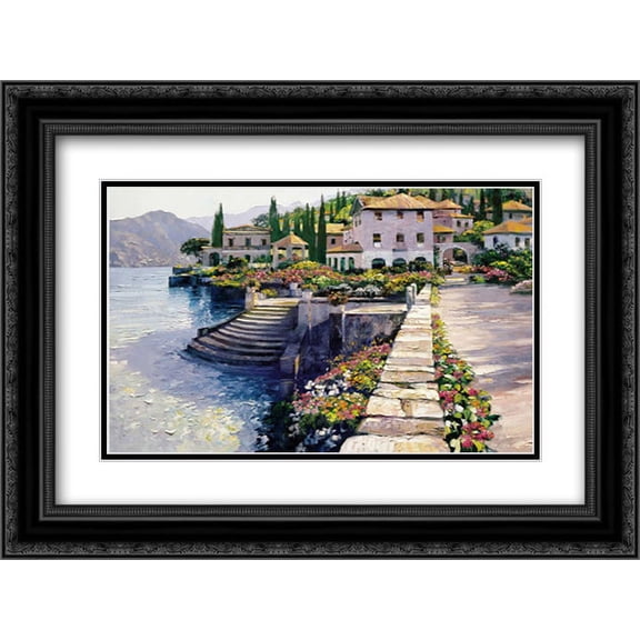 Stairway to Carlotta 2x Matted 24x18 Black Ornate Framed Art Print by Behrens, Howard