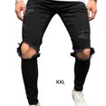 thumbnail image 2 of Guardurnaity Pantalones de Hip Hop de moda para adelgazar para hombre, pantalones elásticos, pantalones vaqueros rasgados hasta la rodilla, ropa de Prendas para la parte inferior del cuerpo XXL, 2 of 6