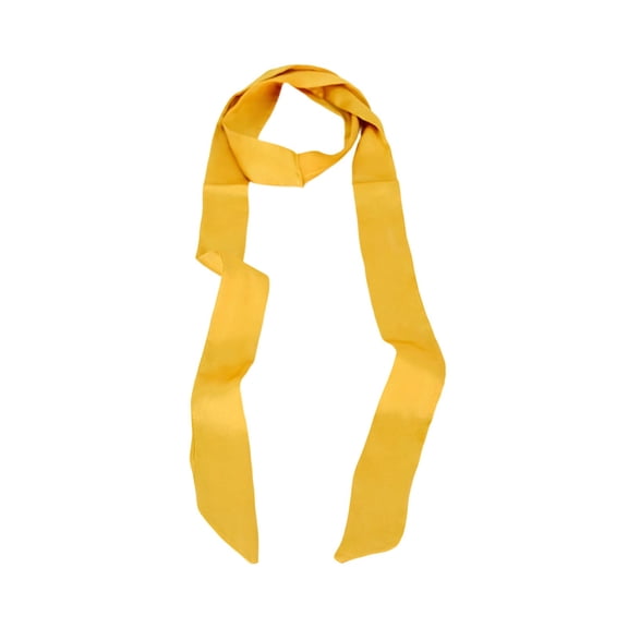 BRICH Women's Solid Color Long Neckerchief Pure Scarf Necktie Handbag Wrap Handle Satin Belt Yellow One Size
