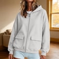 thumbnail image 2 of Zijinkuiwen Women Solid Full Zip Up Hoodie with Dual Flap Pockets Long Sleeve Drop Shoulder Loose Relaxed Fit for Everyday Daily Casual Outfit,4XL, 2 of 4