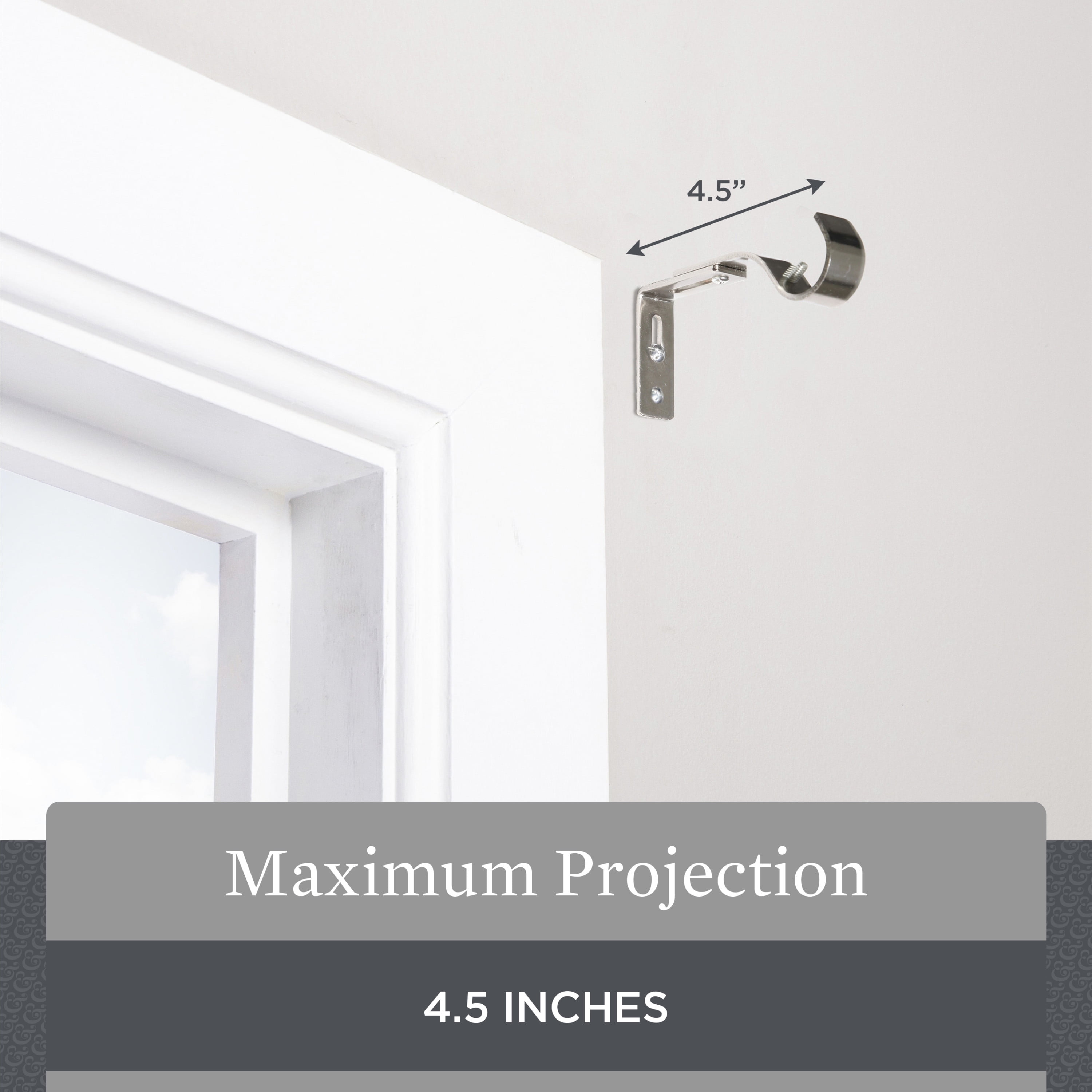 Better Homes & Gardens Plated Metal Adjustable Curtain Rod Brackets in Brushed Nickel, 3/4 to 1 Inch Diameter