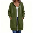 thumbnail image 4 of Long Full Zip Up Hoodie for Women with Pocket Oversized Sweatshirt Coat | Womens Plus Size Zipper Jacket Athletic Sweatshirts Soft Comfy Hoodies Fall Winter 2026 Clothing, Green, S, 4 of 6