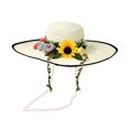 thumbnail image 2 of LNZGNM Womens Sun Hat, Wide Brim Sun Protection, with Round Top Crown, Breathable and Cool for Beach Days, Gardening, and Summer Outings,White(One Size), 2 of 6
