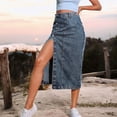 thumbnail image 4 of Golf Skorts Skirts For Women With Pockets Button Irregular Slit Denim High Waist Long Casual Showing Figure White Maxi Skirts For Women, 4 of 7