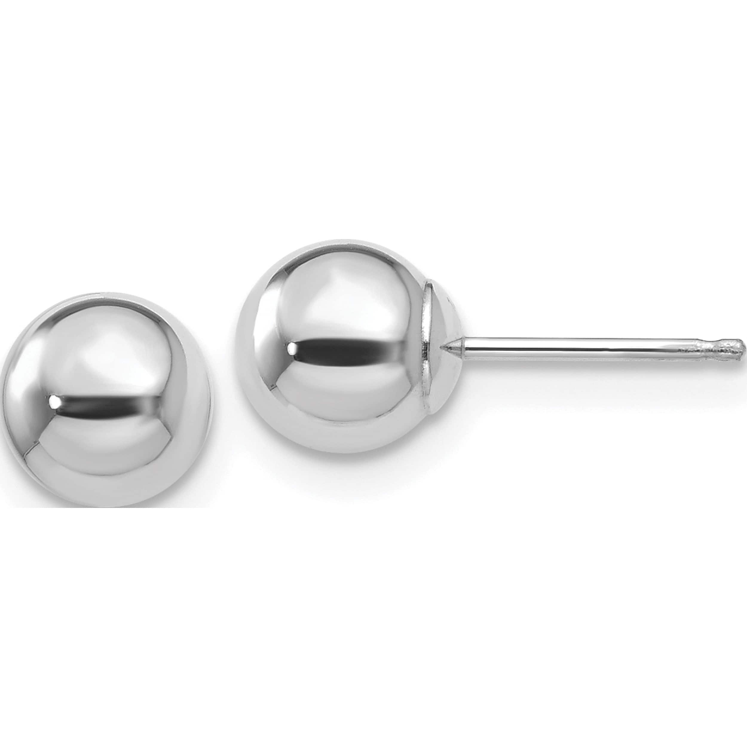 14K White Gold Polished 6mm Ball Post Earrings (6 X 6) Made In United States xwe323