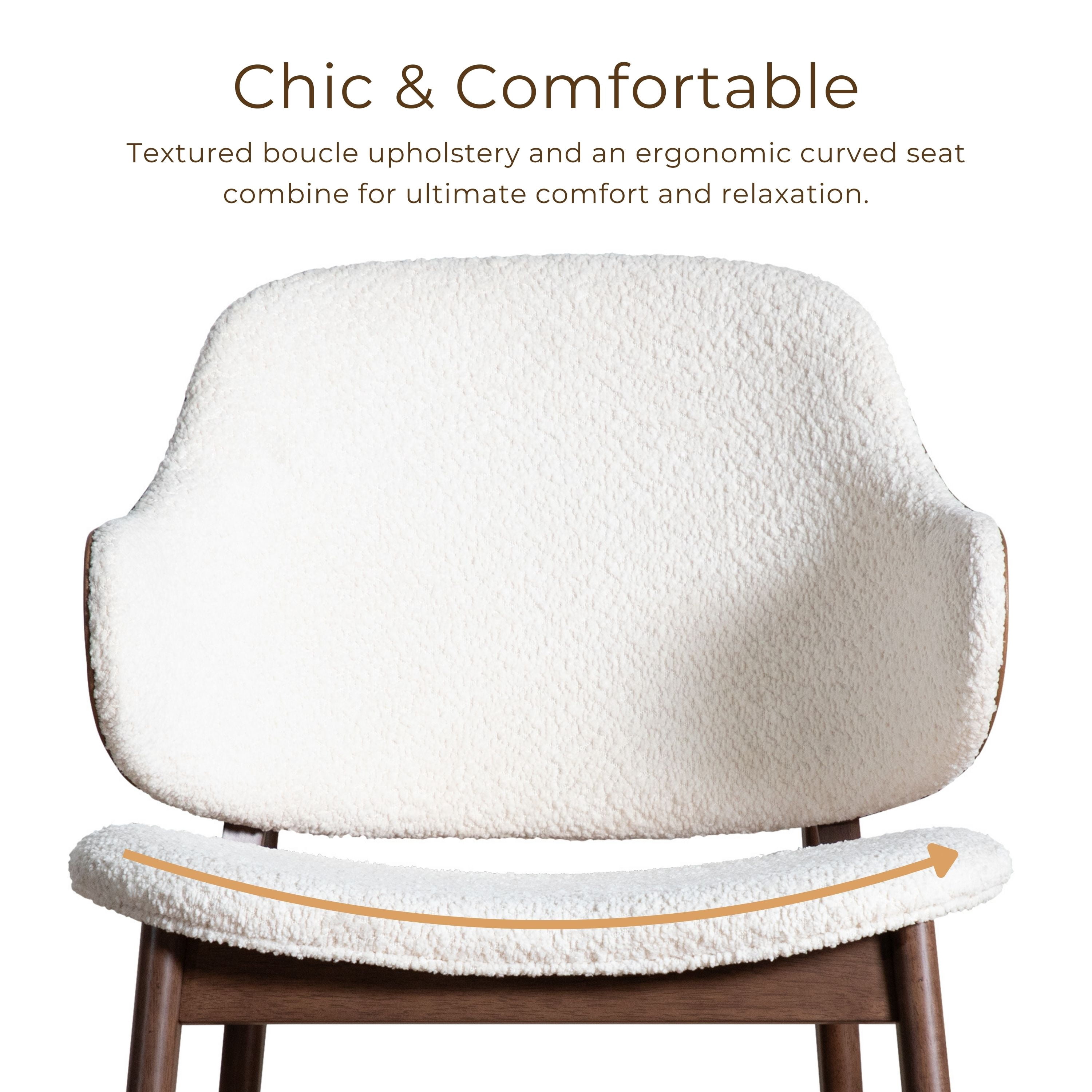 Furniture of America Erik Mid-Century Modern Boucle Fabric Wingback Indoor Accent Chair, Walnut