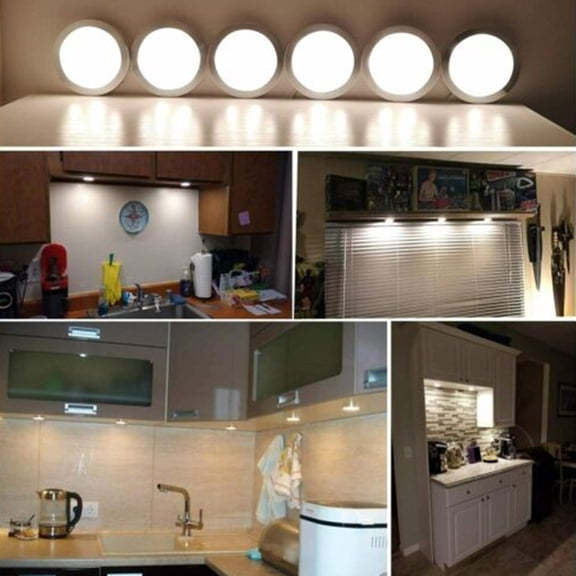 JUANCHENG Aesthetic and Functional 6PCS Puck Lights Set for Home Interior Spaces white
