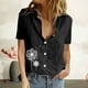 thumbnail image 2 of Mujeres Impreso Manga Corta Botón Suelto Turndown Collar Camisa Blusa Sólida Tops OAVQHLG3B Store lin121212, 2 of 5
