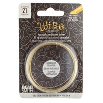 The Beadsmith Half-Round Craft Wire - Medium Temper Beading Wire, Gold Color, 21 Gauge, 4 Yards