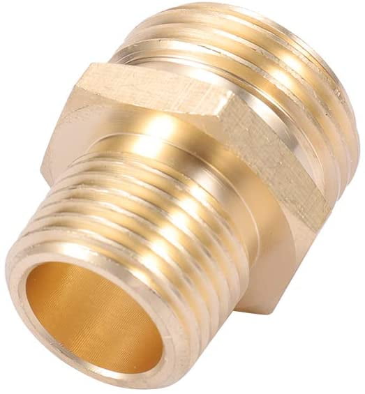 MKEUDQ-3/4\u201dGHT Male x 1/2\u201dNPT Male Connector,Brass Garden Hose Adapter,Brass Garden Hose to Pipe NPT Fitting Connect,Double Male Thread Size GHT 3/4 x 1/2 NPT 2pcs