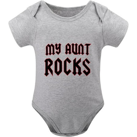 

My Aunt Rocks Coming Home Outfit for Baby Boy Summer Short Sleeve Baby Body Suits White Boy Romper 18-24 Months