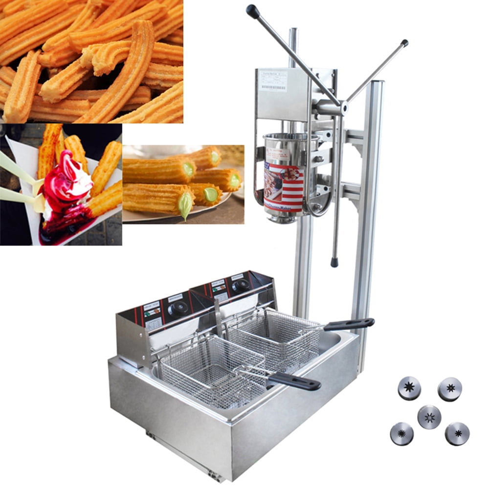 3-hole 4 Nozzles 5L Vertical Manual Spanish Donut Churro Maker Machine Fryer 