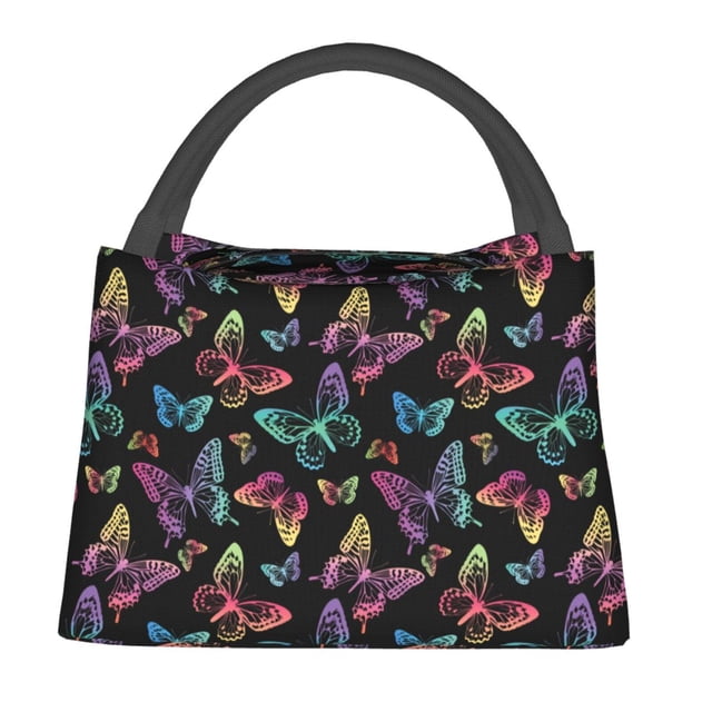 Disketp Rainbow Butterflies Bolsa Térmica Estampada, Bolsa Térmica Aislante para Almuerzo, Playa y Campamento