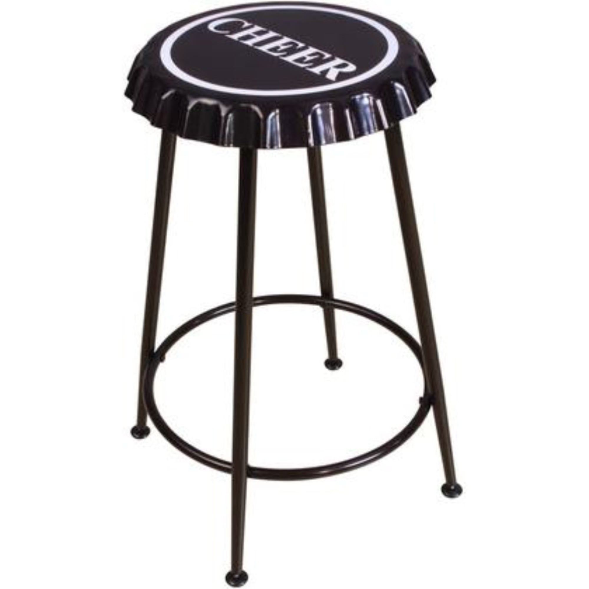 Metal Counter Height Stool With Bottle Lid Shape Seat Set Of 2 Black Canada Counter Height Stool With Bottle Lid