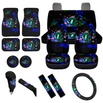 Yuyamidu Mushroom Car Seat Cover Galaxy Auto Carpet Mats Steering Wheel Cover Safe Belt Pads Gear Shift Knob Cover Coasters Car Accessories Set of 15
