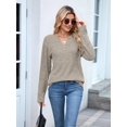 thumbnail image 5 of Women Long Sleeve Shirts Dressy Casual Button V Neck Pullover Sweaters Jumper Tops Fall Outfits Khaki XL, 5 of 8