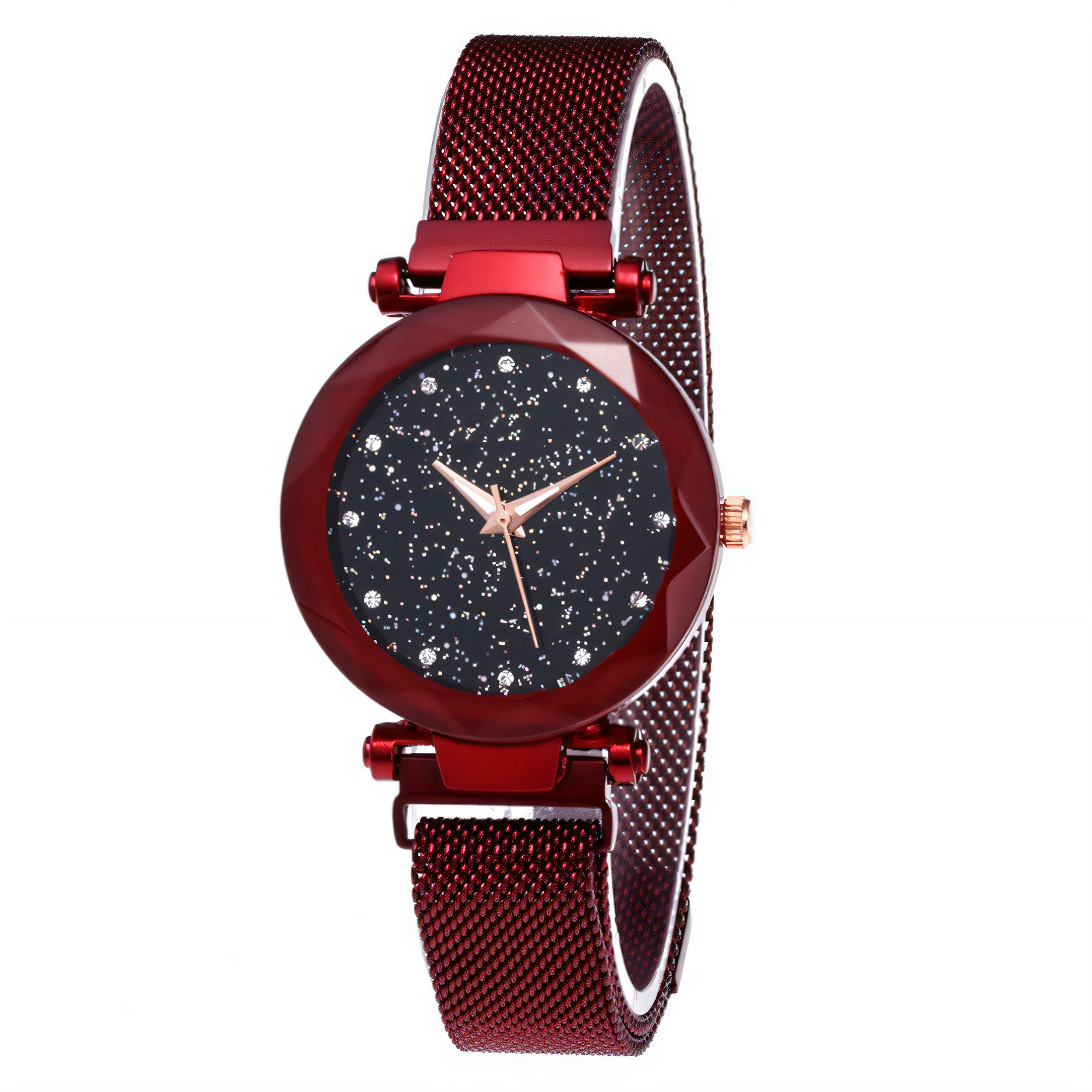 DESIGNICE Watches for Women,Celestial Watch Face Ladies Watches for Women,Waterproof Function Stylish Leather Strap Womens Watch,Red
