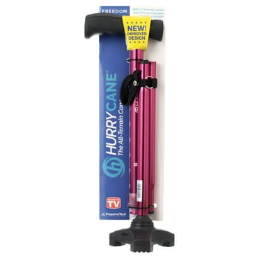 HurryCane Freedom Edition Folding Cane with T Handle, Red