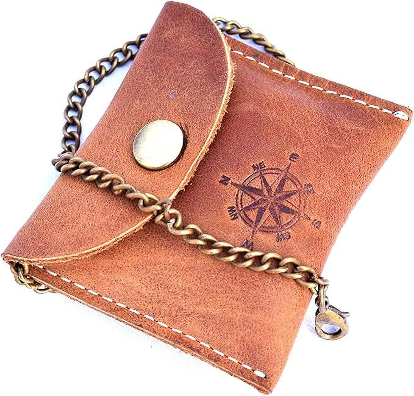 Handmade Nautical Brass Push Open Compass On Chain with Leather Case Pocket Compass Gift Compass Rustic Vintage Home Decor Gifts