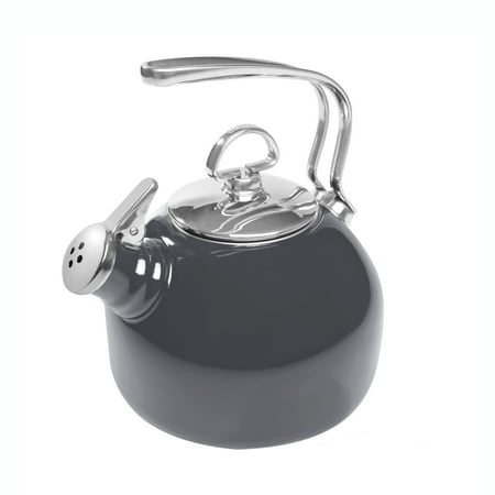 Chantal Enamel Pot - Chantal 1.8 Quart Enamel On Steel Classic Stove Top Whistling Tea Pot, Onyx