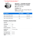 thumbnail image 2 of Alternator 1 - Compatible with 2002 - 2003 Toyota Camry 2.4L 4-Cylinder - Autopart Premium, 2 of 2