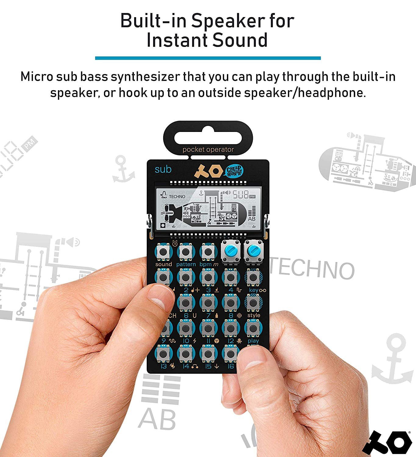 Teenage Engineering PO-32 Tonic Pocket Operator 3.5mm Built-In Mic & 2 AAA Batteries 16 Patterns & Sounds Synthesizer & Sequencer Bundle with Blucoil 6-FT Headphone Extension Cable 