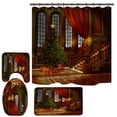 thumbnail image 2 of Christmas sale! 4Pcs Merry Christmas Shower Curtain and Rug Set for Bathroom Xmas Snowman Shower Curtains with 12 Hooks, Christmas Shower Curtain Sets for Bathroom, 2 of 8